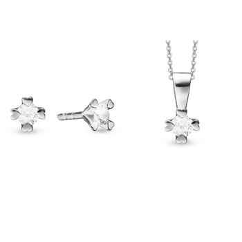 Mary Sterling sølv smykkesæt med i alt 0,15 ct labgrown diamanter Wesselton VS
